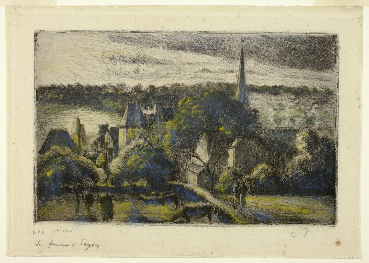 Igreja e Fazenda em Éragny de Camille Pissarro