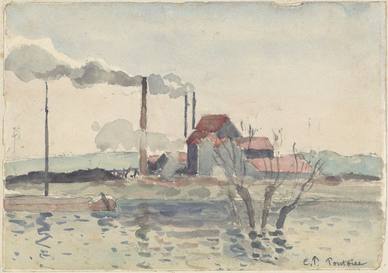 Fábrica no Oise em Pontoise de Camille Pissarro