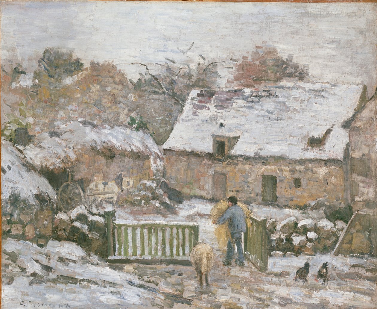 Fazenda em Montfoucault: Efeito Neve, 1874-1876 de Camille Pissarro