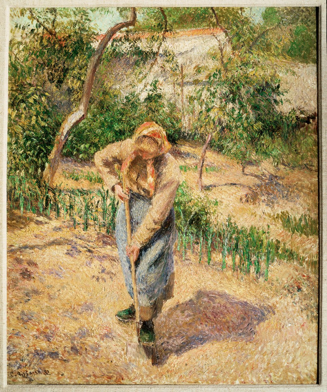 Mulher do campo a cavar num pomar (óleo sobre tela) de Camille Pissarro