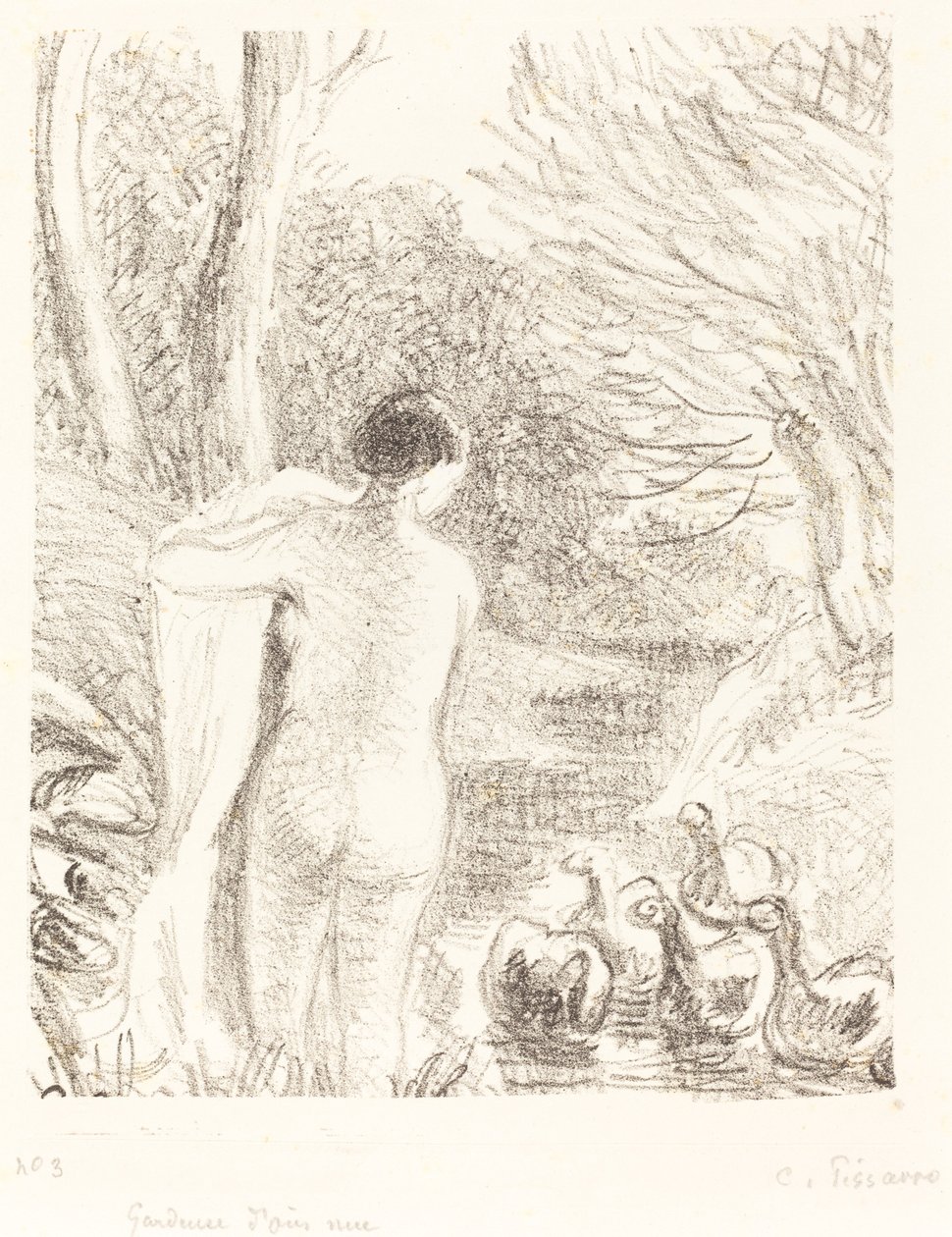 Garota de Ganso Nua de Camille Pissarro