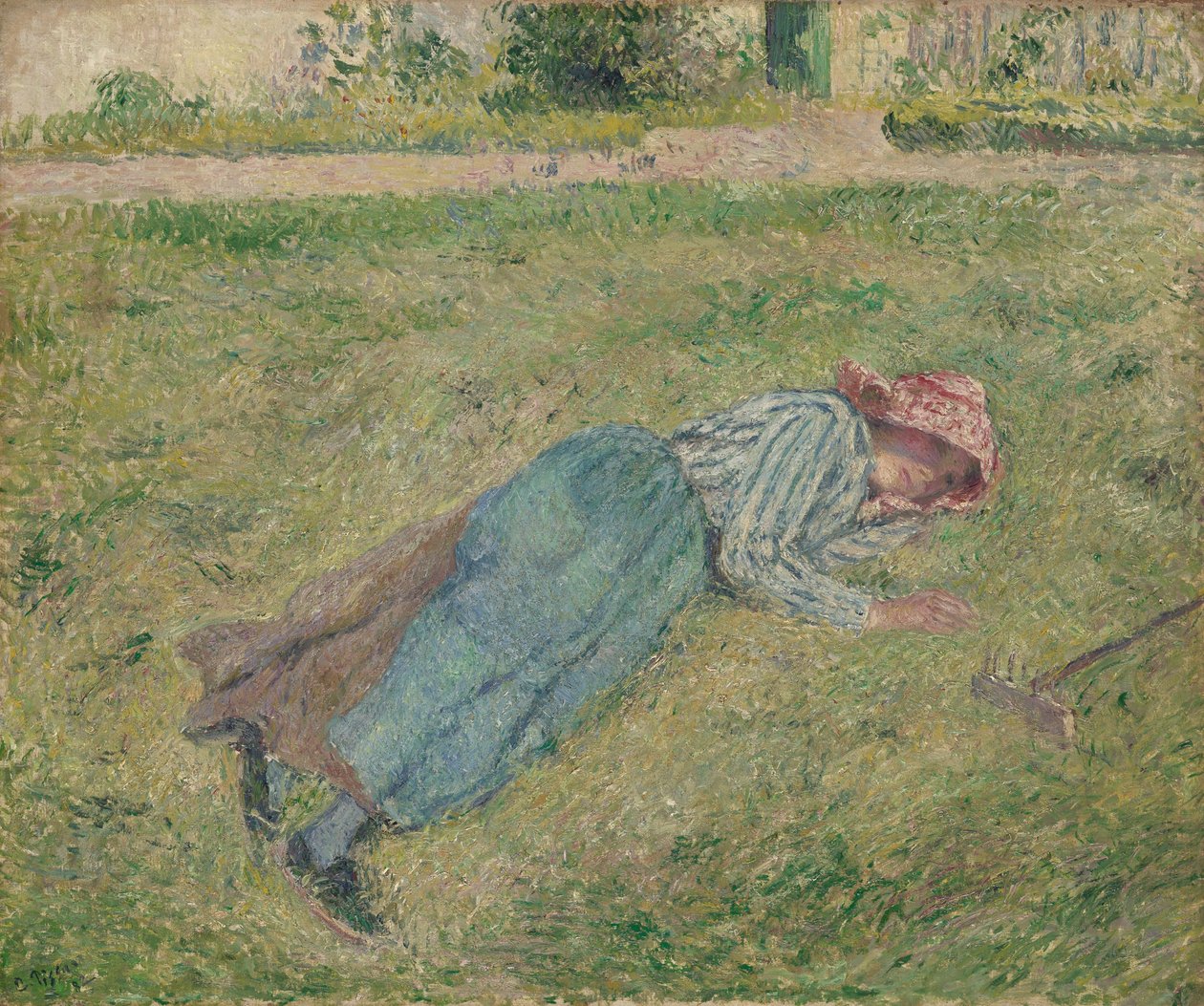 Rapariga deitada na relva de Camille Pissarro