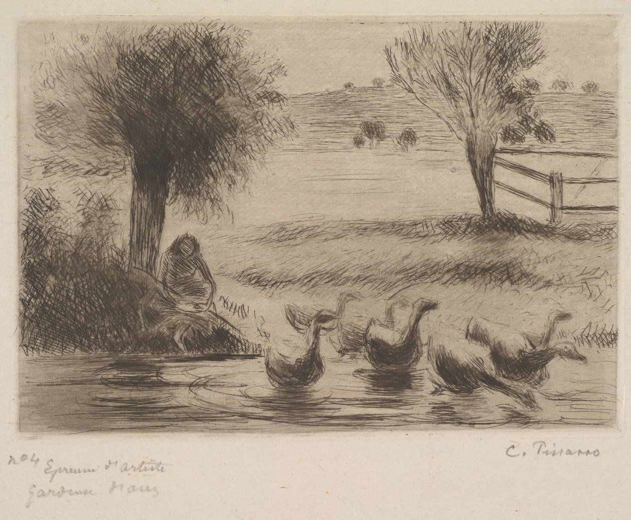 Garota Ganso, 1888. de Camille Jacob Pissarro