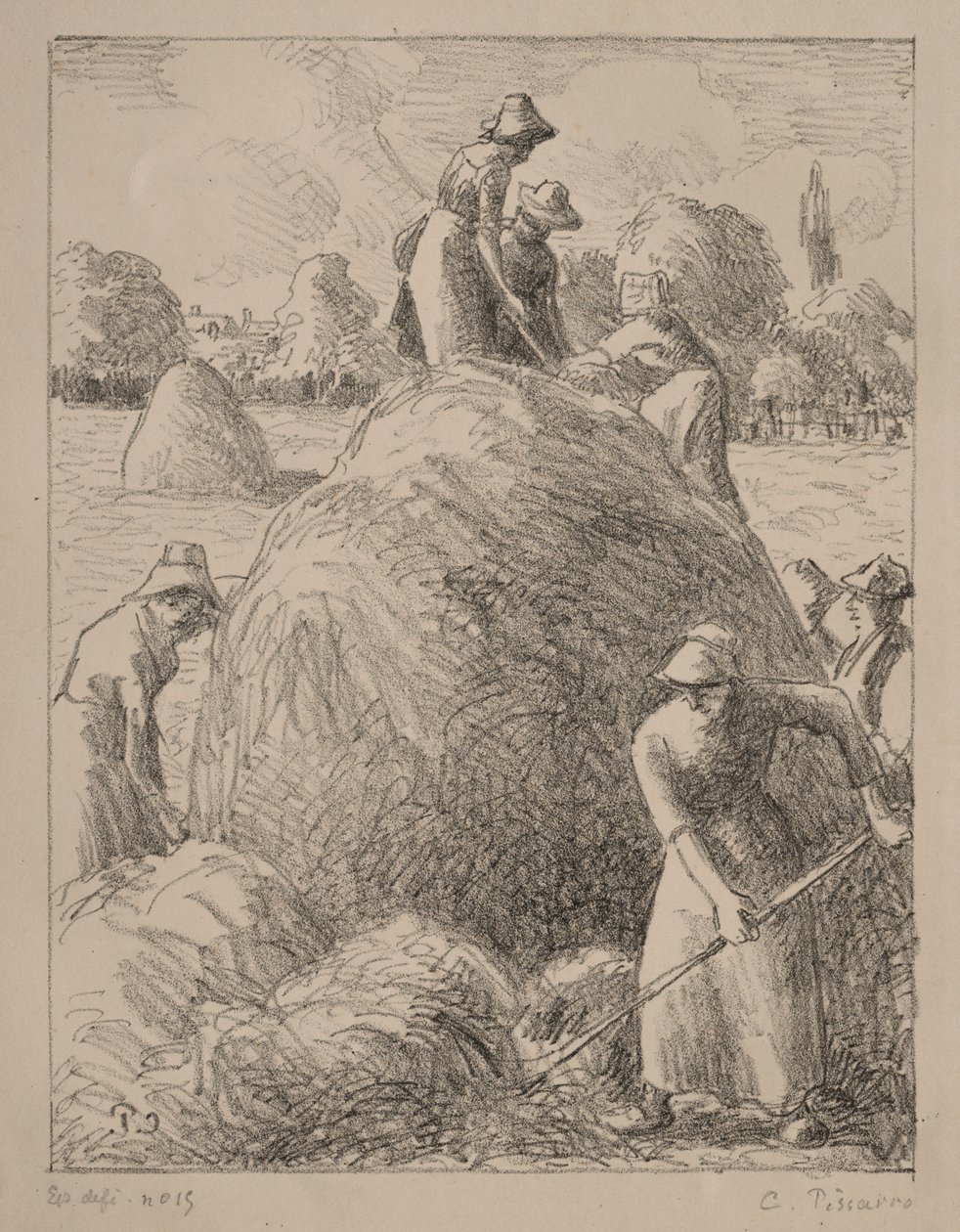 Fenozeiros de Eragny, c.1896 (litografia) de Camille Pissarro