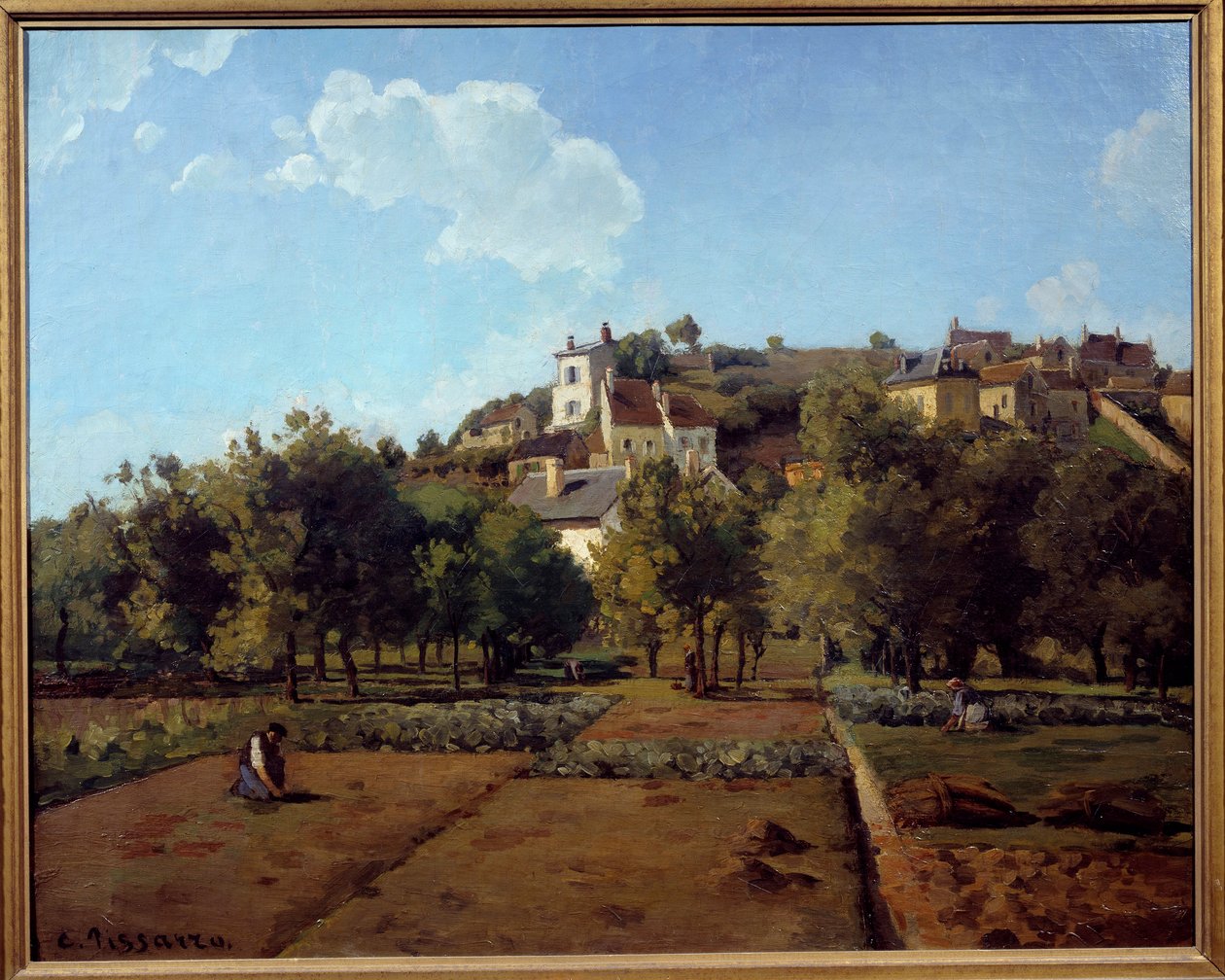 Hermitage em Pontoise. Pintura de Camille Pissarro (1830-1903) de Camille Jacob Pissarro