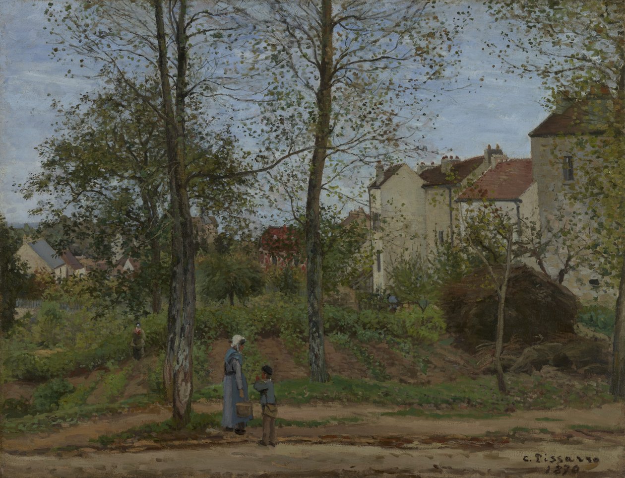Casas em Bougival (Outono) de Camille Pissarro