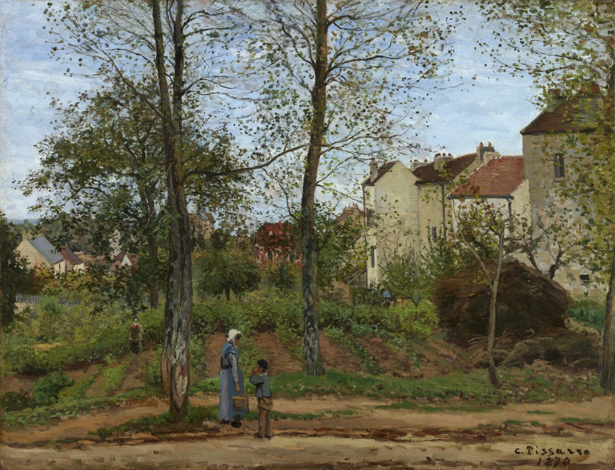 Casas no Bougival (outono) de Camille Pissarro