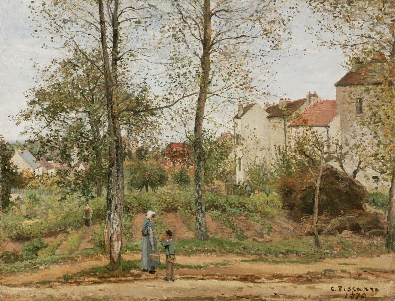 Casas no Bougival (outono) de Camille Pissarro