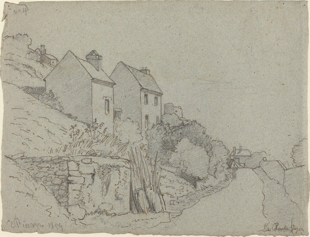 Casas à beira da estrada, 1859. de Camille Pissarro