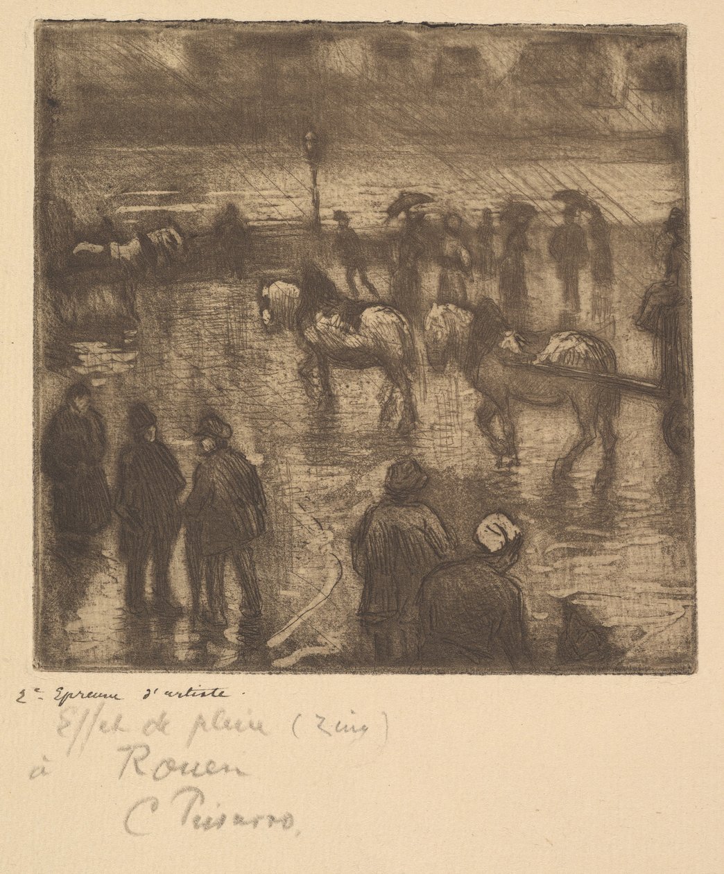 Impressões de Rain, Rouen, 1883. de Camille Jacob Pissarro