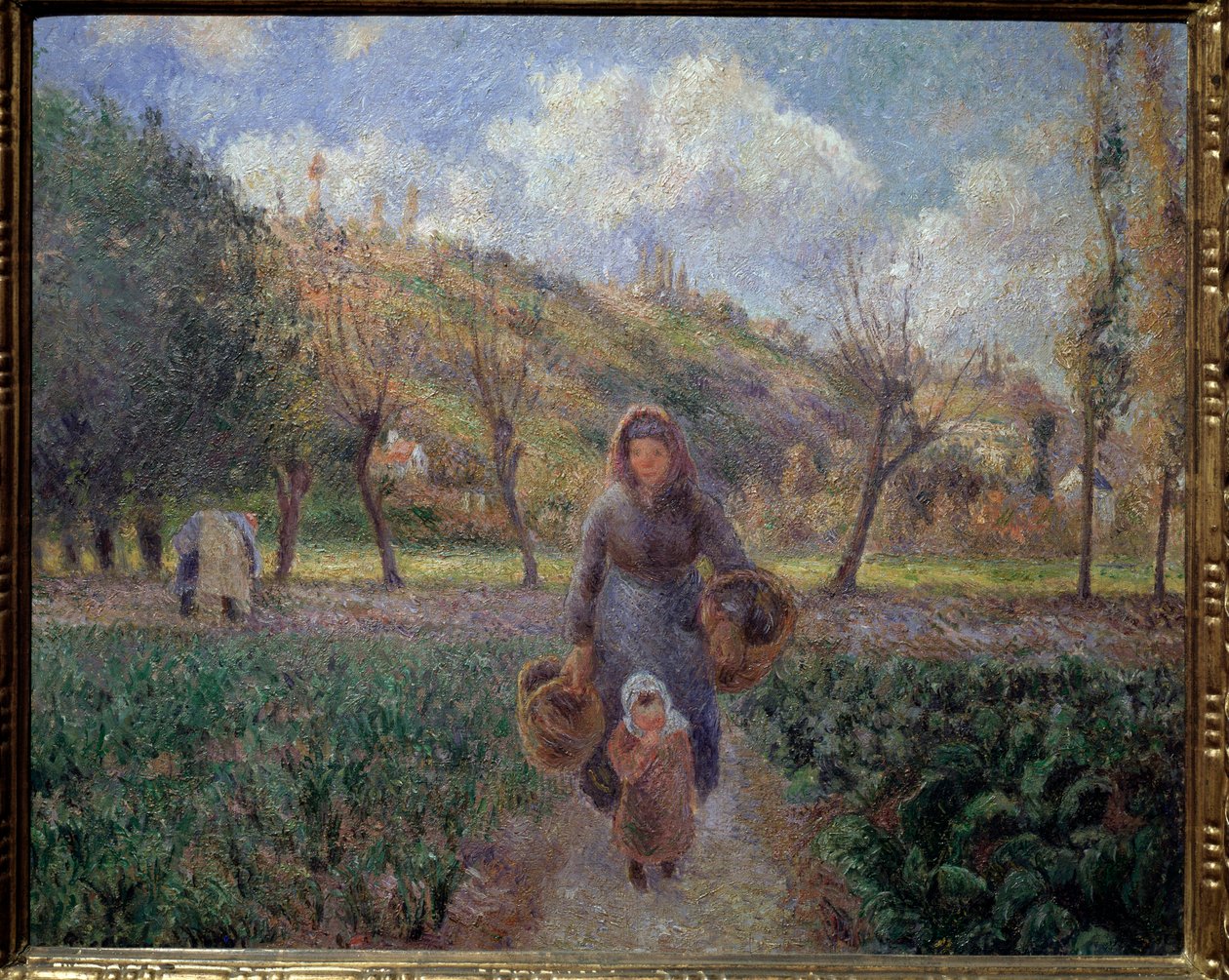 Na horta Pintura de Camille Pissarro (1830-1903) 1881 Dim 45,5x55 cm Galeria Nacional de Praga de Camille Jacob Pissarro