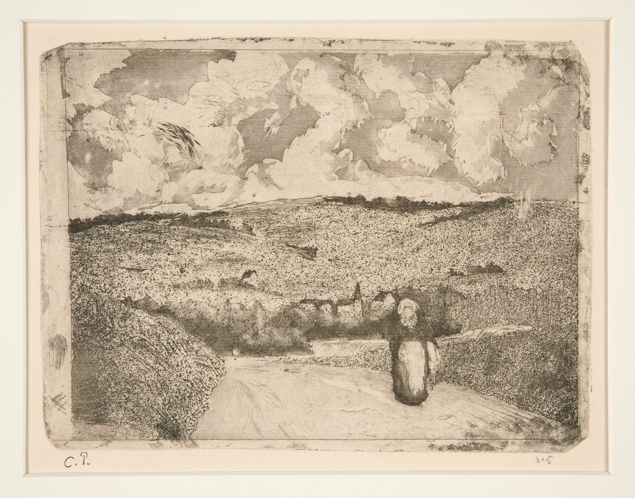 La Femme sur la route (A Mulher na Estrada) de Camille Pissarro