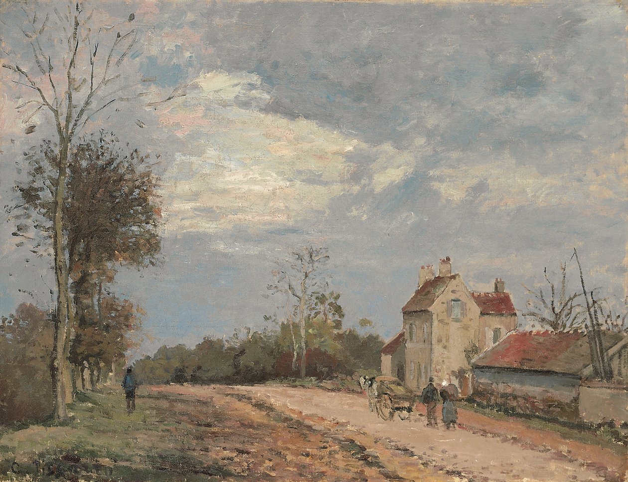 Casa do Sr. Musy, rota de Marly, Louveciennes, c. 1872 (óleo sobre tela) de Camille Pissarro