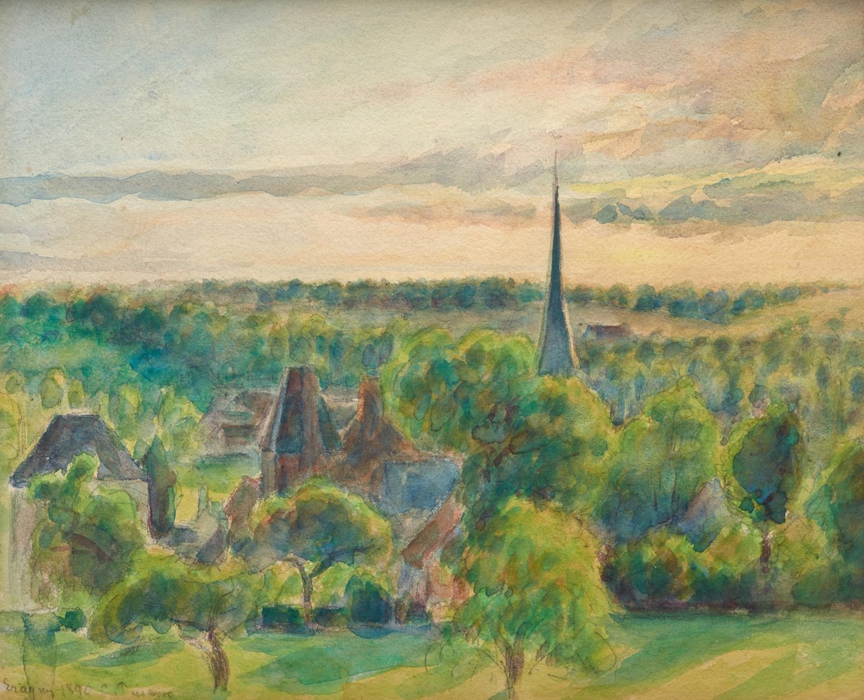Paisagem em Éragny de Camille Jacob Pissarro