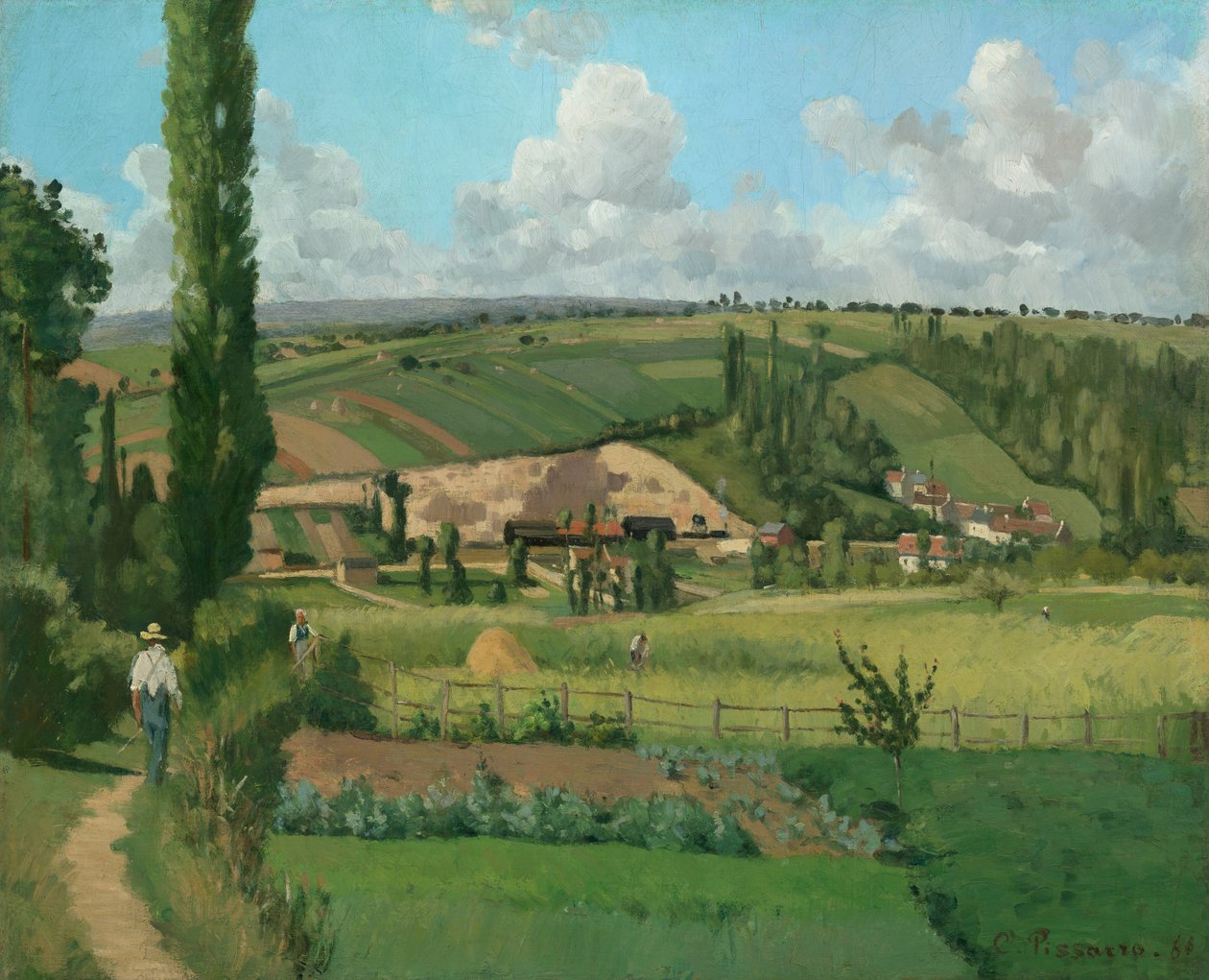 Paisagem em Les Pâtis, Pontoise de Camille Pissarro