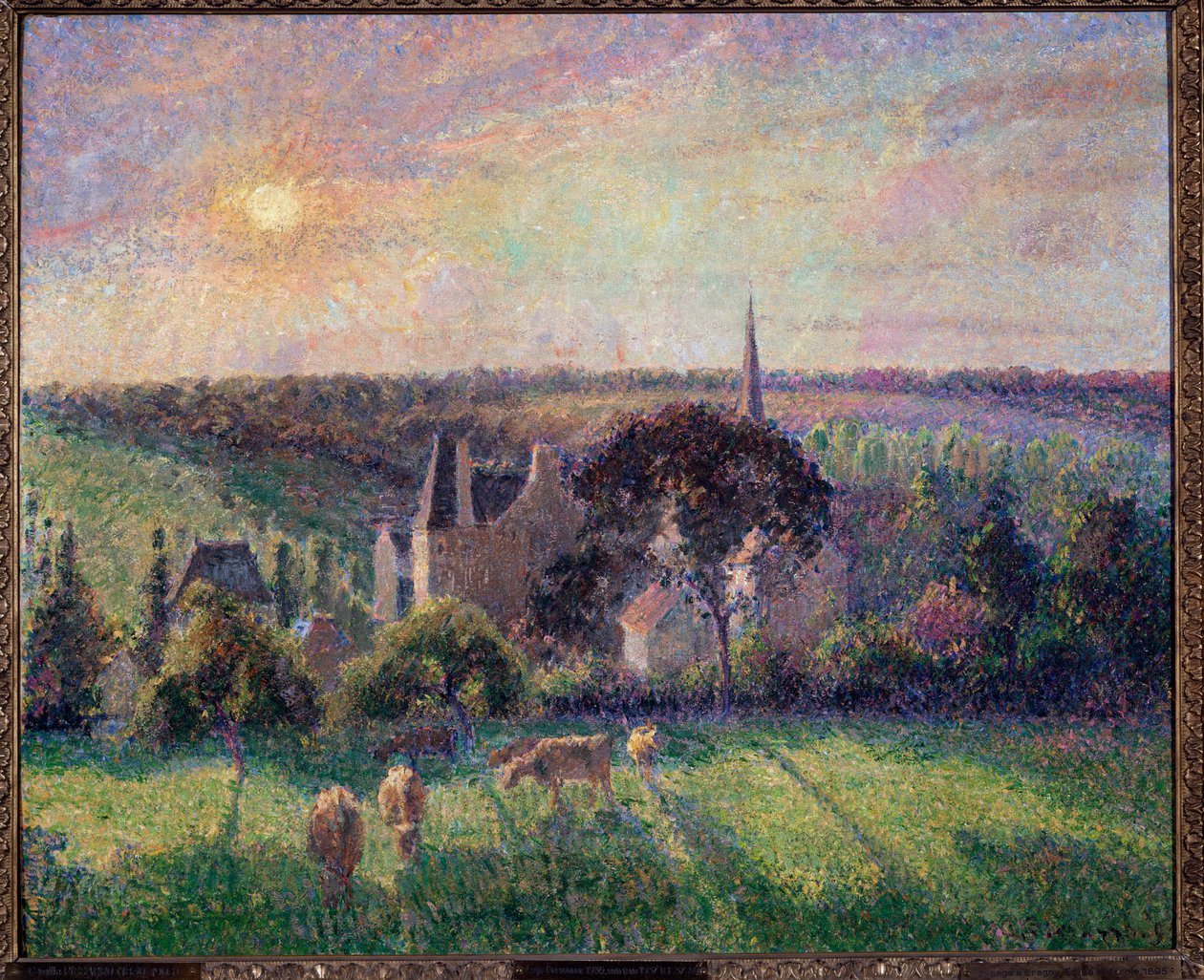 Paisagem em Eragny, igreja e fazenda Pintura de Camille Pissarro (1830-1903) 1895 Sol. 0,6x0,73 m Paris, musee d