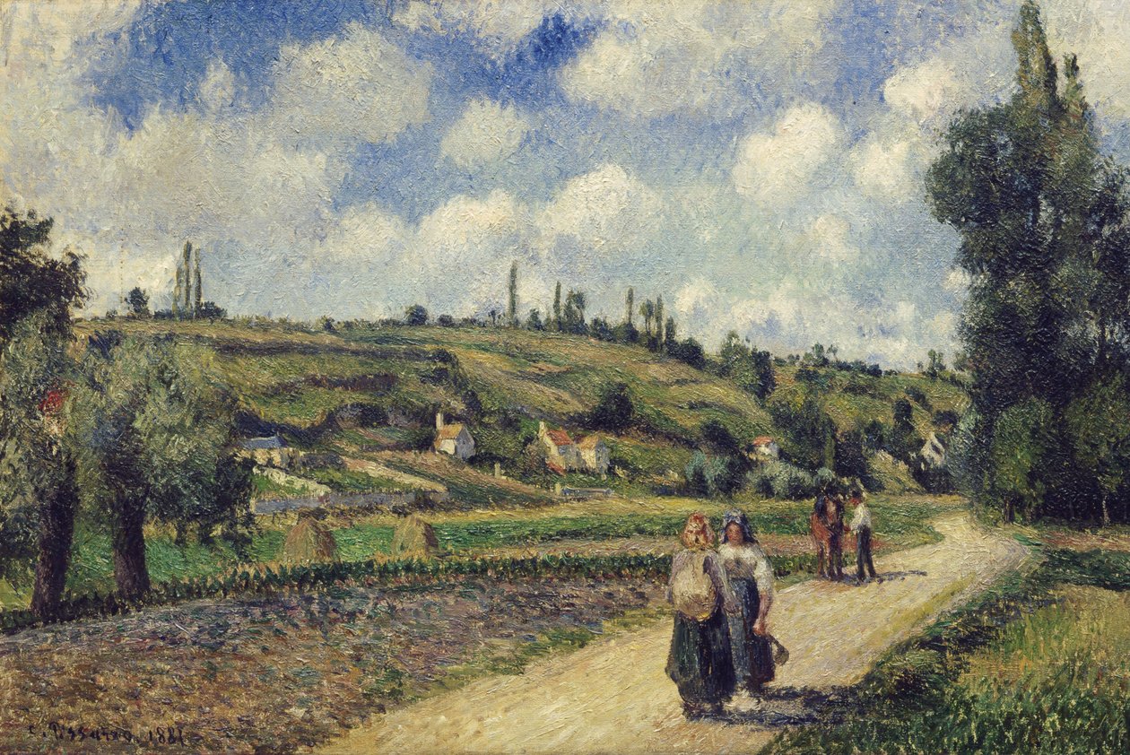 Paisagem perto de Pontoise, a estrada de Auvers, 1881 de Camille Jacob Pissarro