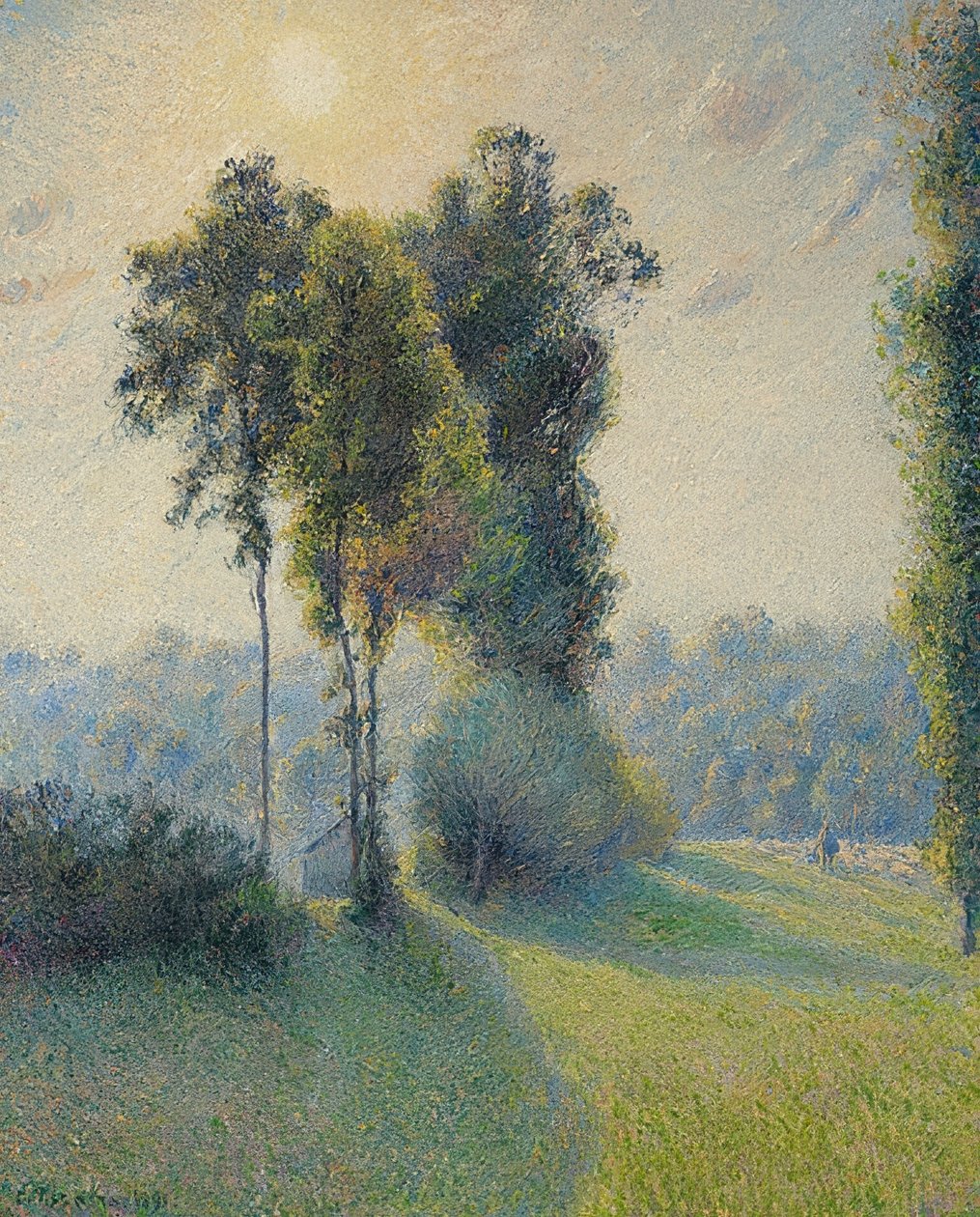 Paisagem em Saint-Charles, perto de Gisors ao pôr do sol. 1891 de Camille Jacob Pissarro