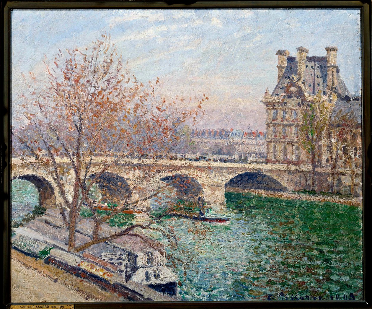 A Pont Royal e o Pavillon de Flore Pintura de Camille Pissarro (1830-1903) 1903 Sol. 0,54x0,65 m Paris, Musee du Petro Palais de Camille Jacob Pissarro