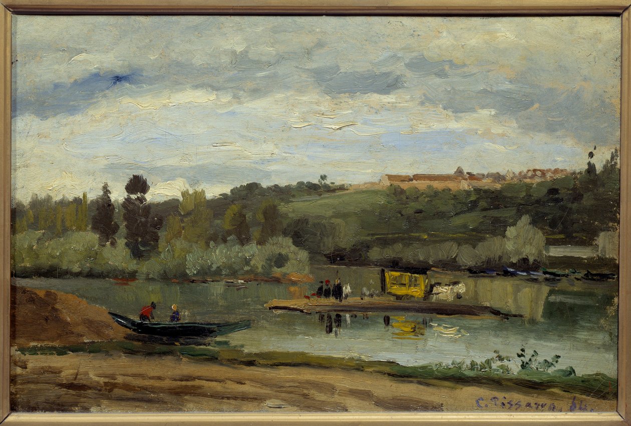 O Ferry em Varenne Saint Hilaire (Saint-Hilaire) Pintura de Camille Pissarro (1830-1903) 1864 Dim 0,27x0,41 m Paris, musee d