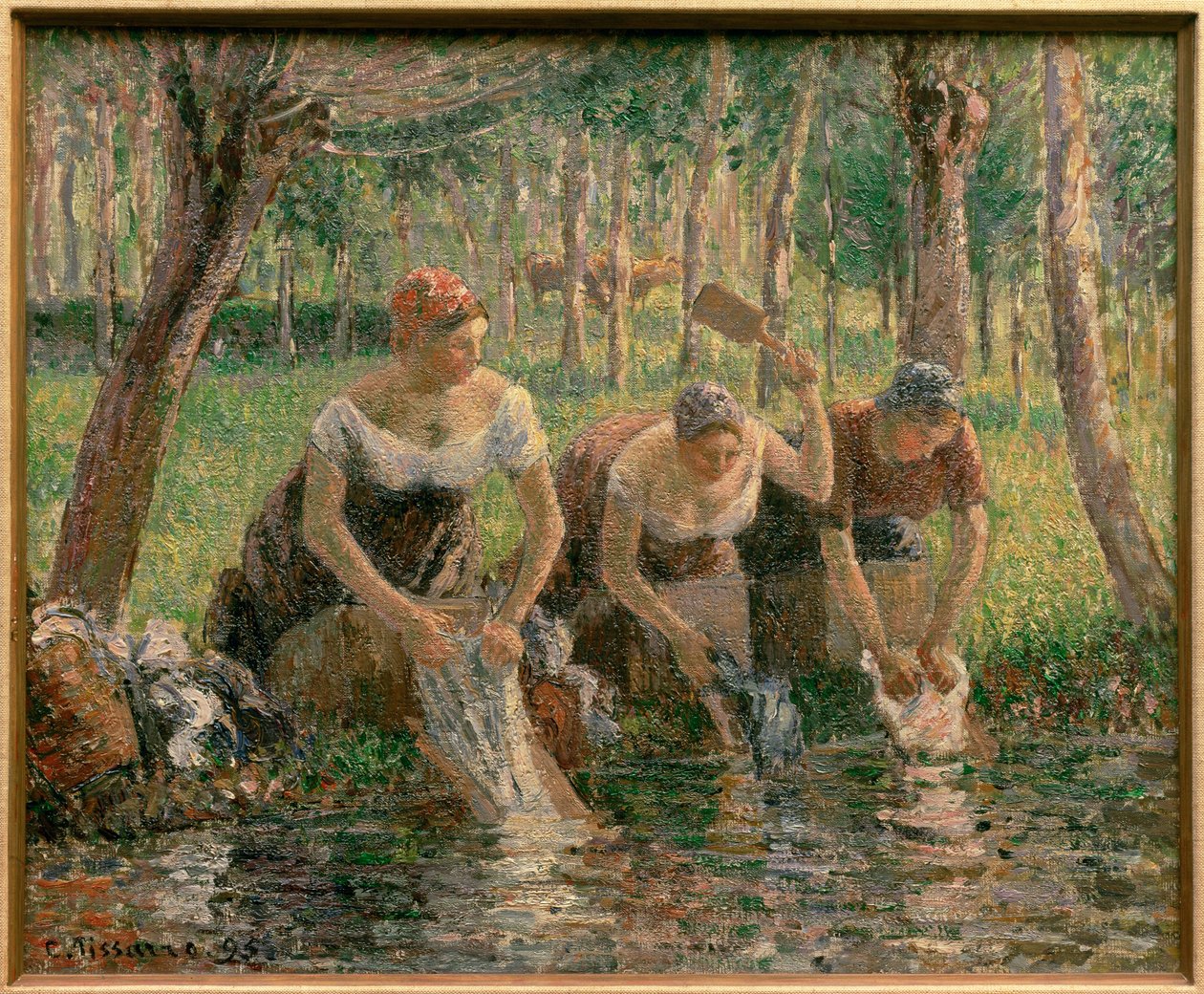 Les lavandieres ... (óleo sobre tela) de Camille Pissarro