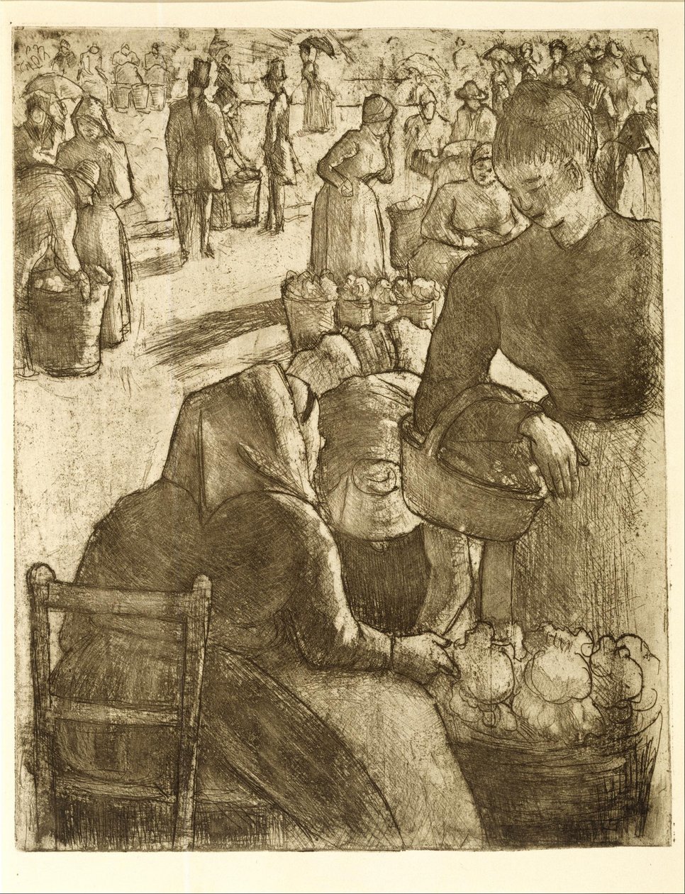 Mercado de legumes em Pontoise de Camille Pissarro