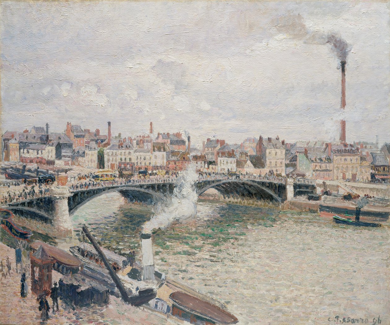 Manhã, um dia nublado, Rouen, 1896. de Camille Jacob Pissarro