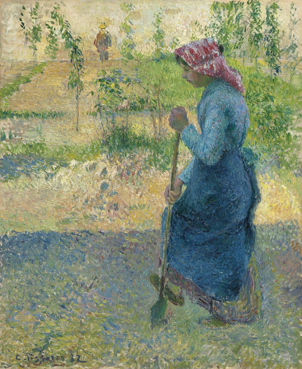 Escavação de camponeses; Camponesa beaking de Camille Jacob Pissarro