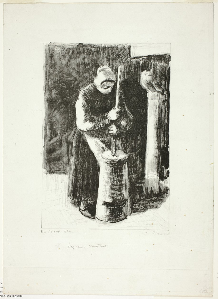 Mulher camponesa batendo leite de Camille Pissarro