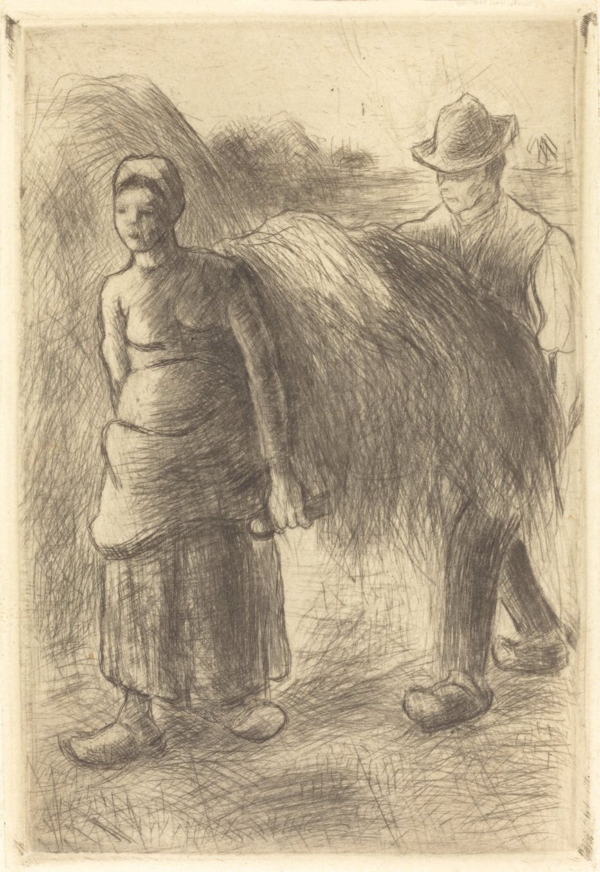 Camponeses carregando feno de Camille Pissarro