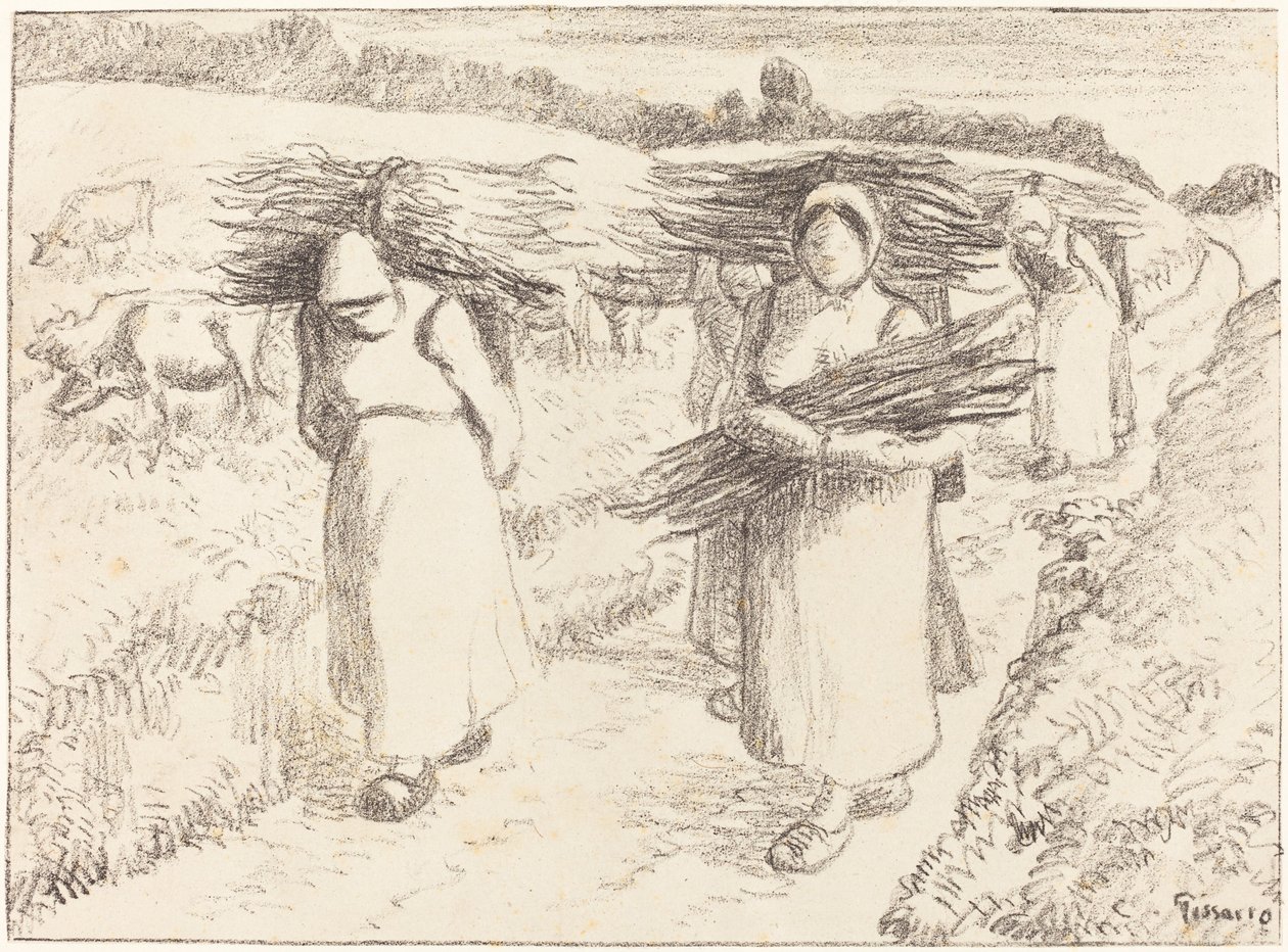 Camponeses Carregando Bastões Camponeses Carregando Bastões, 1896. de Camille Pissarro
