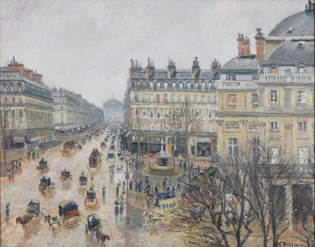 Place du Théâtre Français, Paris: chuva de Camille Jacob Pissarro