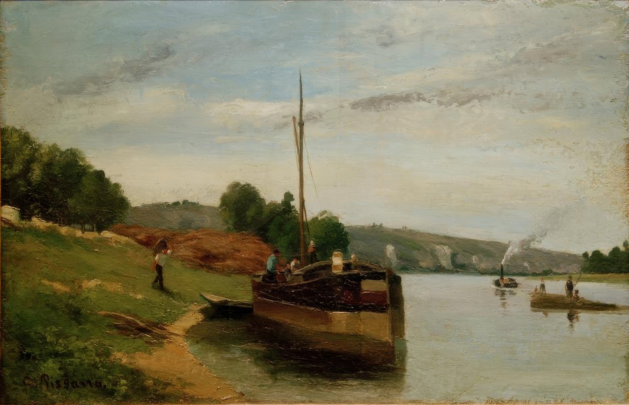 Barcaças no Sena de Camille Jacob Pissarro
