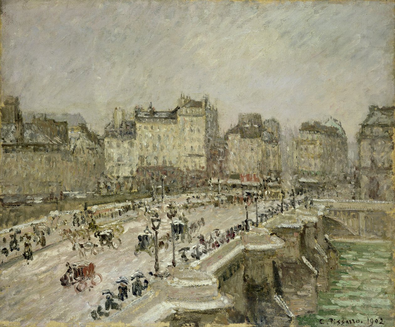 Pont Neuf, efeito neve, 2ª série de Camille Pissarro