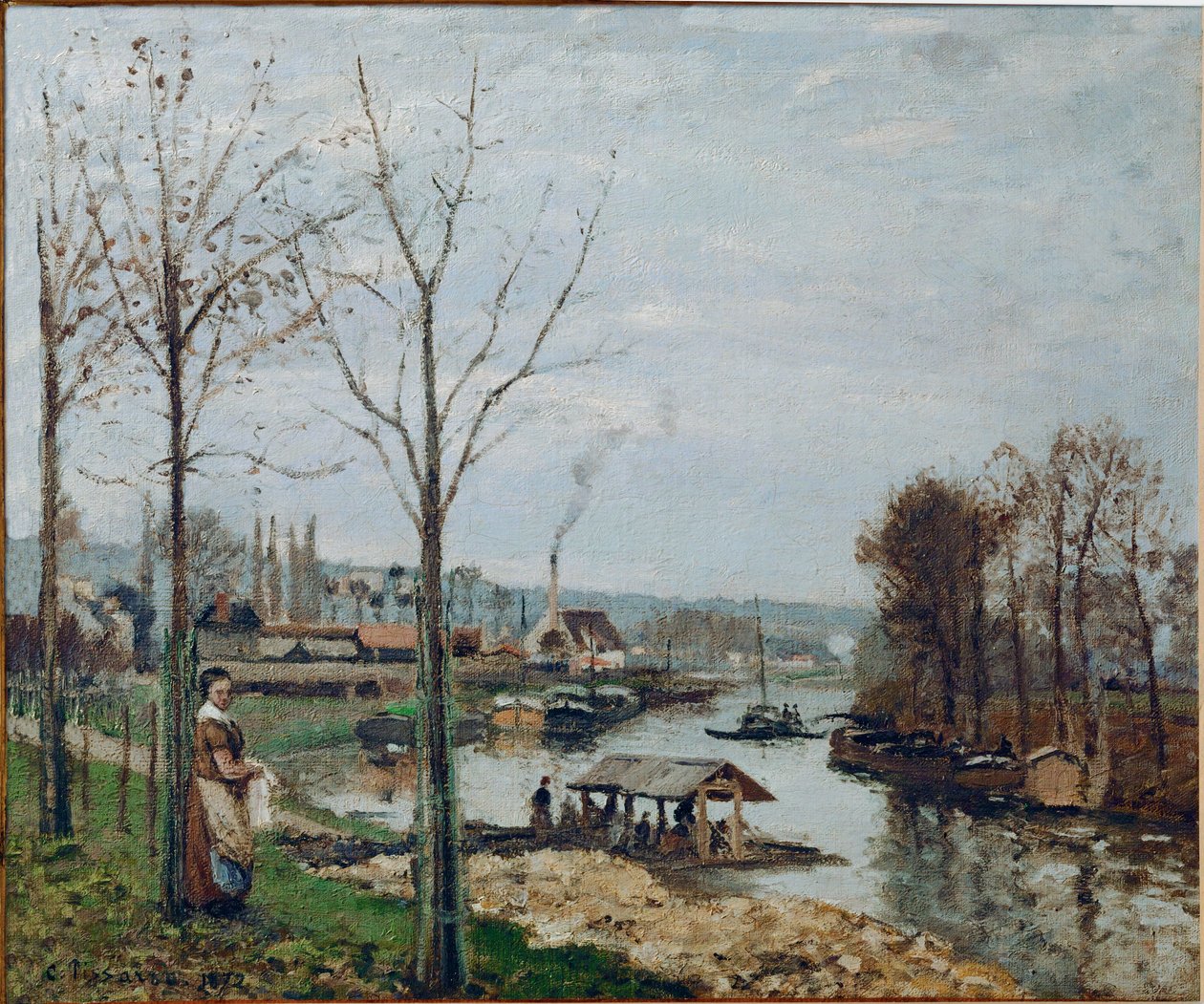 Port-Marly, o lavadouro (óleo sobre tela) de Camille Pissarro