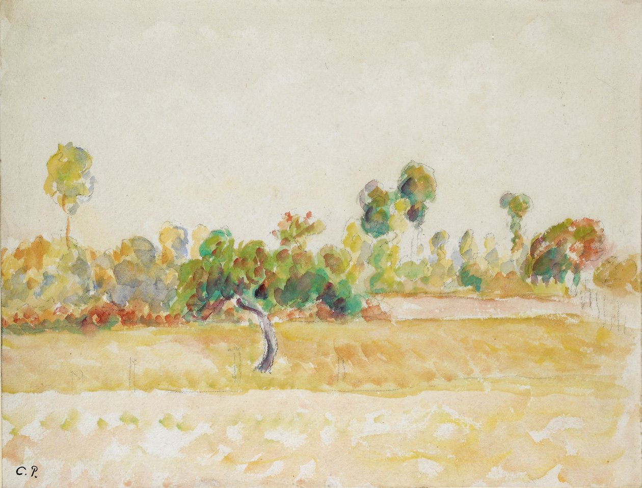 Estudo do pomar em Eragny-sur-Epte, visto da casa do artista, c1886-1890 de Camille Pissarro
