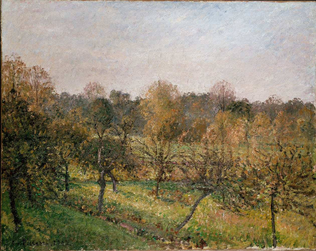 Pôr-do-sol em Eragny-sur-Epte, Outono, 1902 de Camille Pissarro