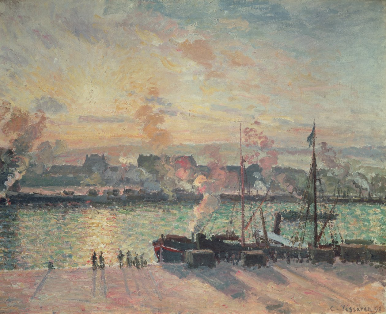 Pôr do sol em Rouen de Camille Pissarro