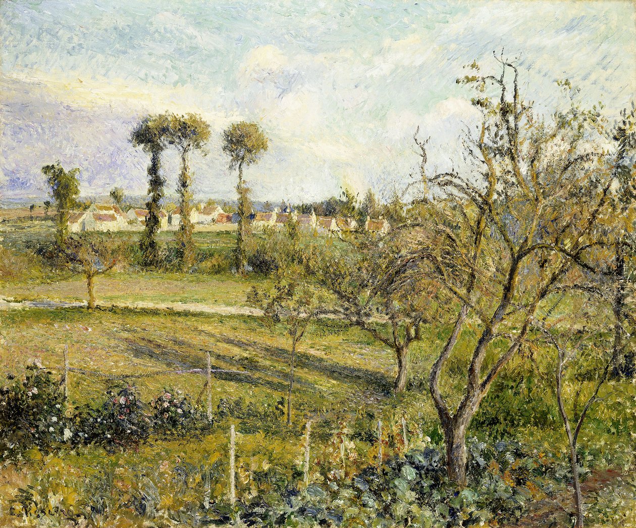 Pôr do sol em Valhermeil, perto de Pontoise; Pôr do sol em Valhermeil, perto de Pontoise, 1880 de Camille Jacob Pissarro
