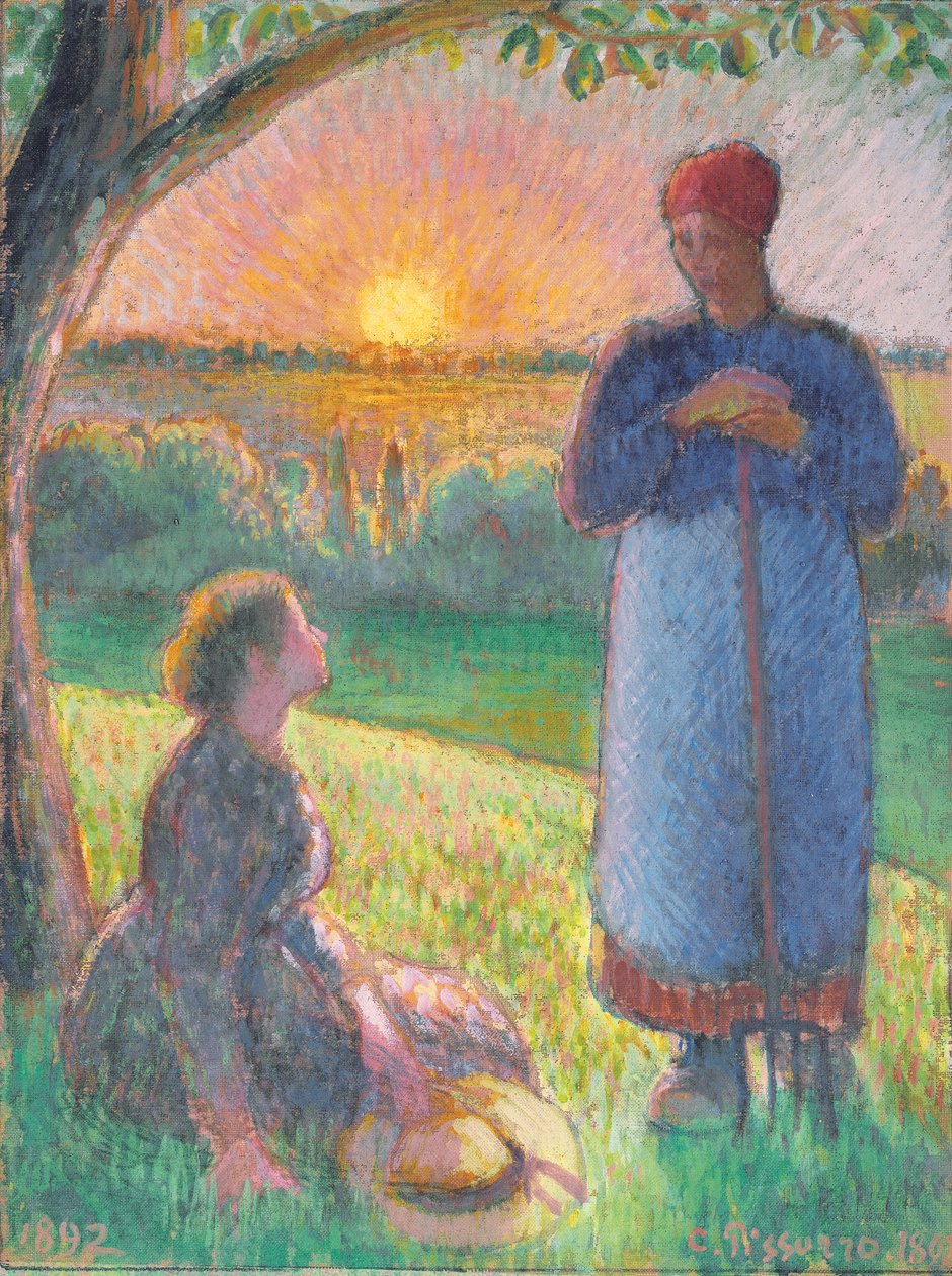 Camponeses falantes, Pôr do sol, Eragny de Camille Pissarro