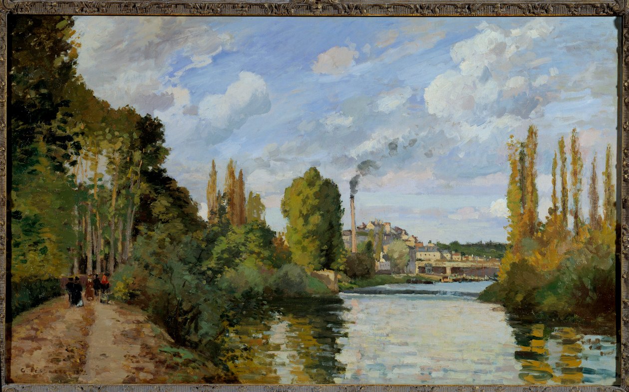 As Margens do Oise em Pontoise Pintura de Camille Pissarro de Camille Jacob Pissarro