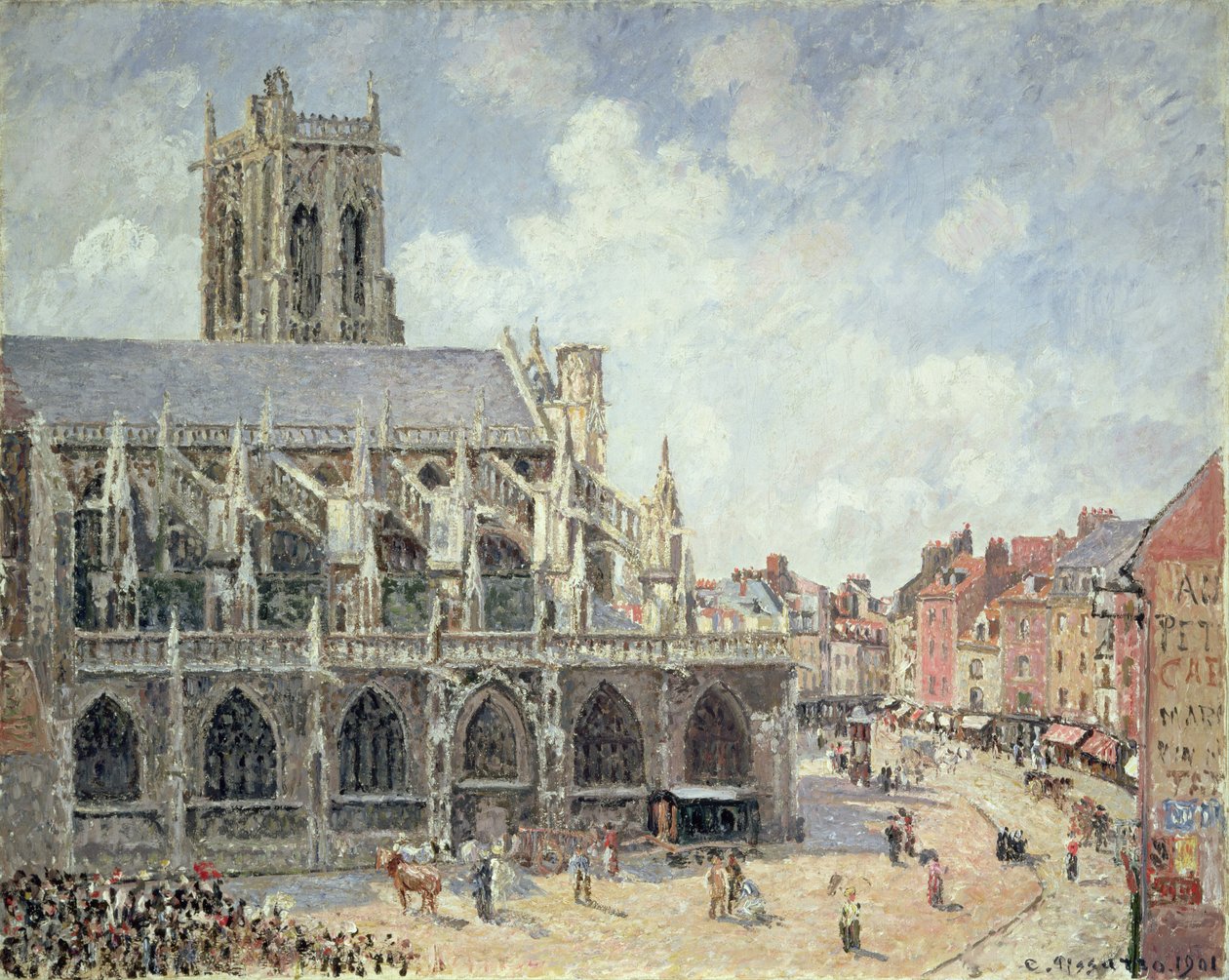 A Igreja de São Jacques em Dieppe, Morning Sun de Camille Jacob Pissarro