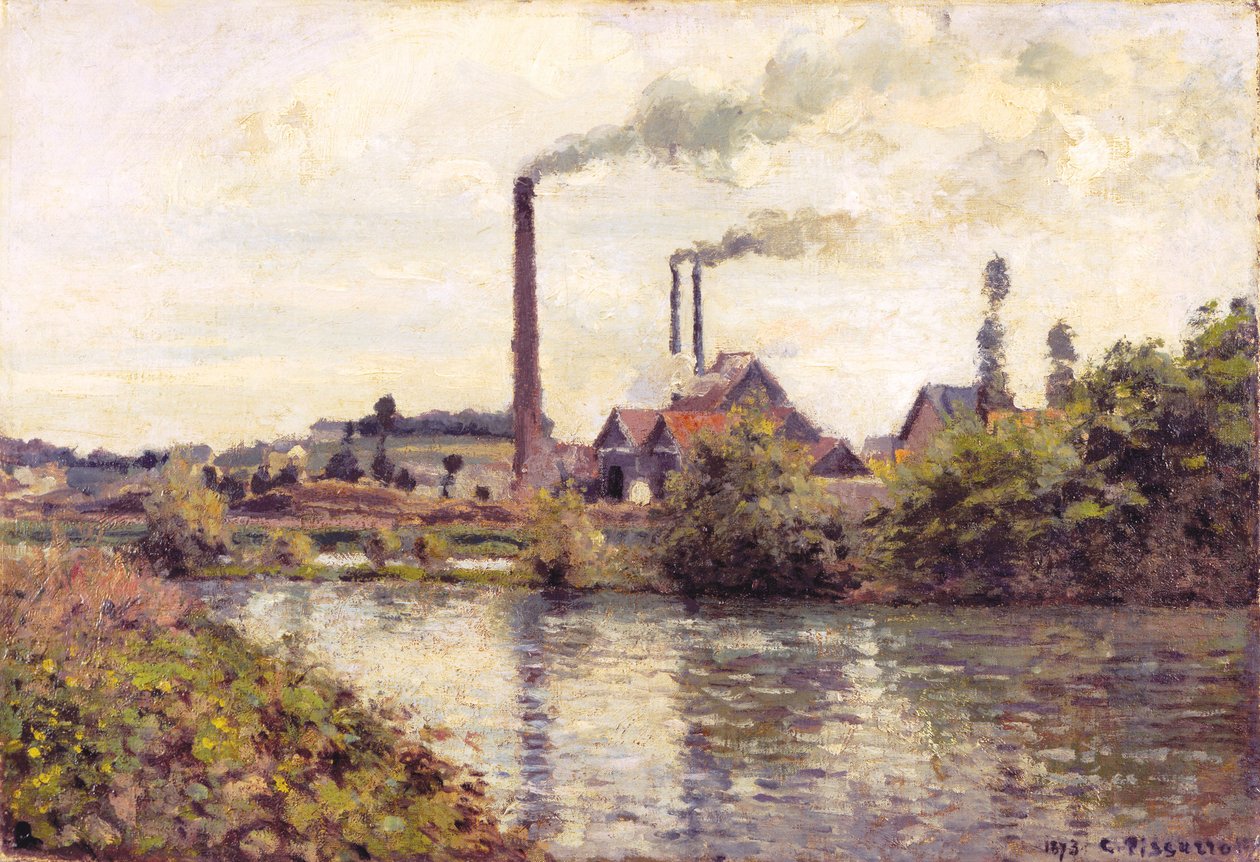 A fábrica em Pontoise, 1873 de Camille Jacob Pissarro