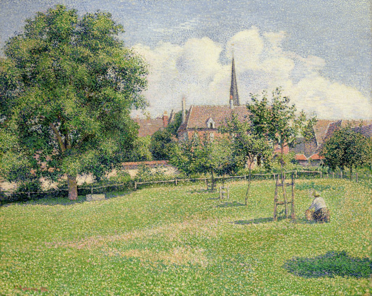 A Casa da Mulher Surda e o Belfry em Eragny de Camille Pissarro
