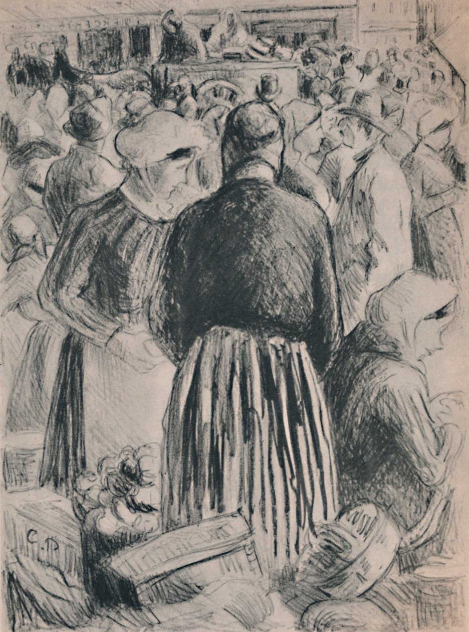 O mercado em Pontoise, 1895, 1946 de Camille Jacob Pissarro