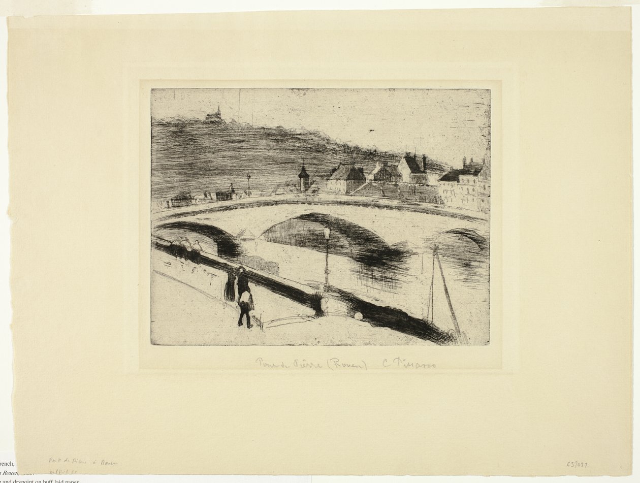 A ponte de pedra em Rouen de Camille Pissarro