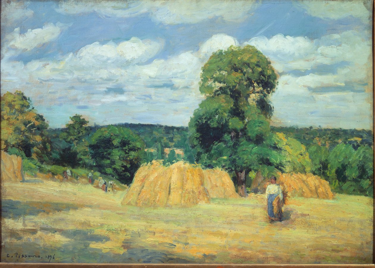 A colheita em Montfoucault, em Mayenne (óleo sobre tela de Camille Jacob Pissarro