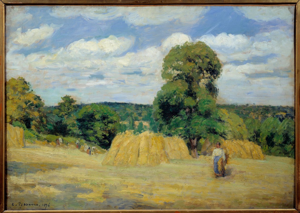 A colheita em Montfoucault em Mayenne Pintura de Camille Pissarro (1830-1903) 1876 Sol. 0,65x0,92 m Paris, musee d