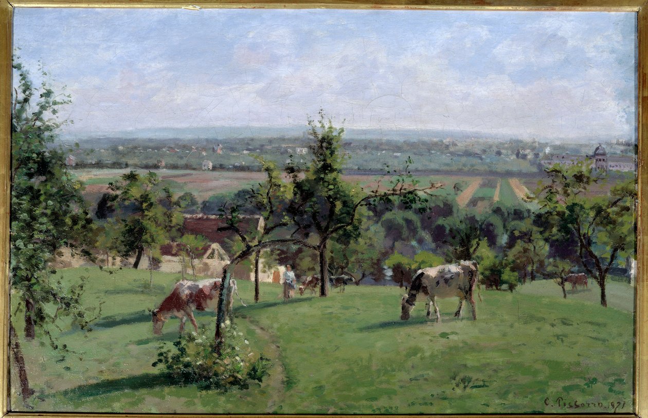 As encostas da Vesinet. Pintura de Camille Pissarro (1830-1903) de Camille Jacob Pissarro