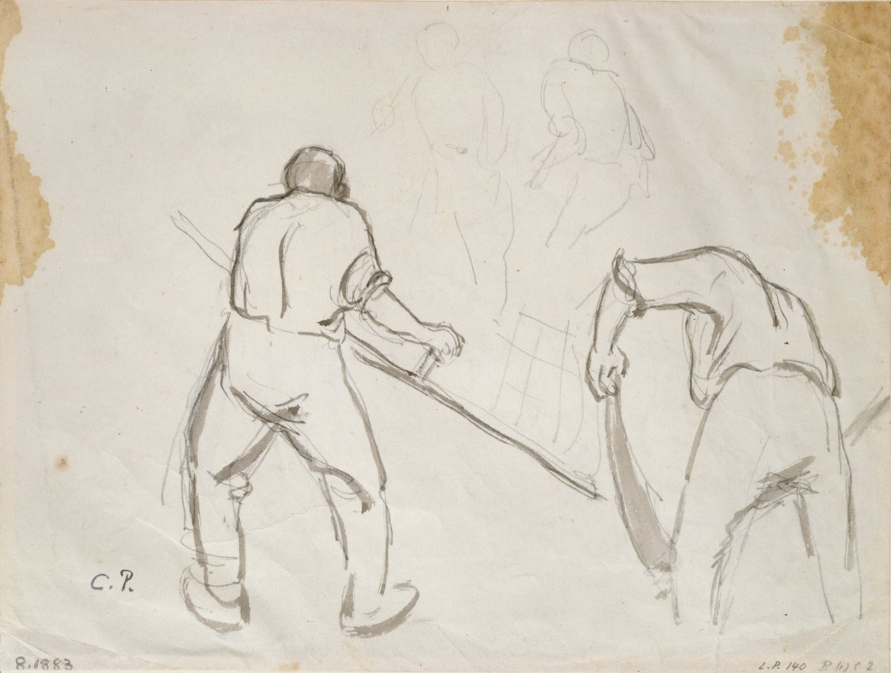 Três estudos de um colhedor masculino, c1870s de Camille Pissarro